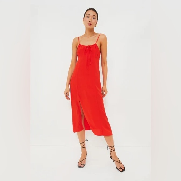 Emerson Fry Dresses & Skirts - Emerson Fry Grenadine Amy Sundress Size M NWT Red Midi Dress Viscose Slit USA